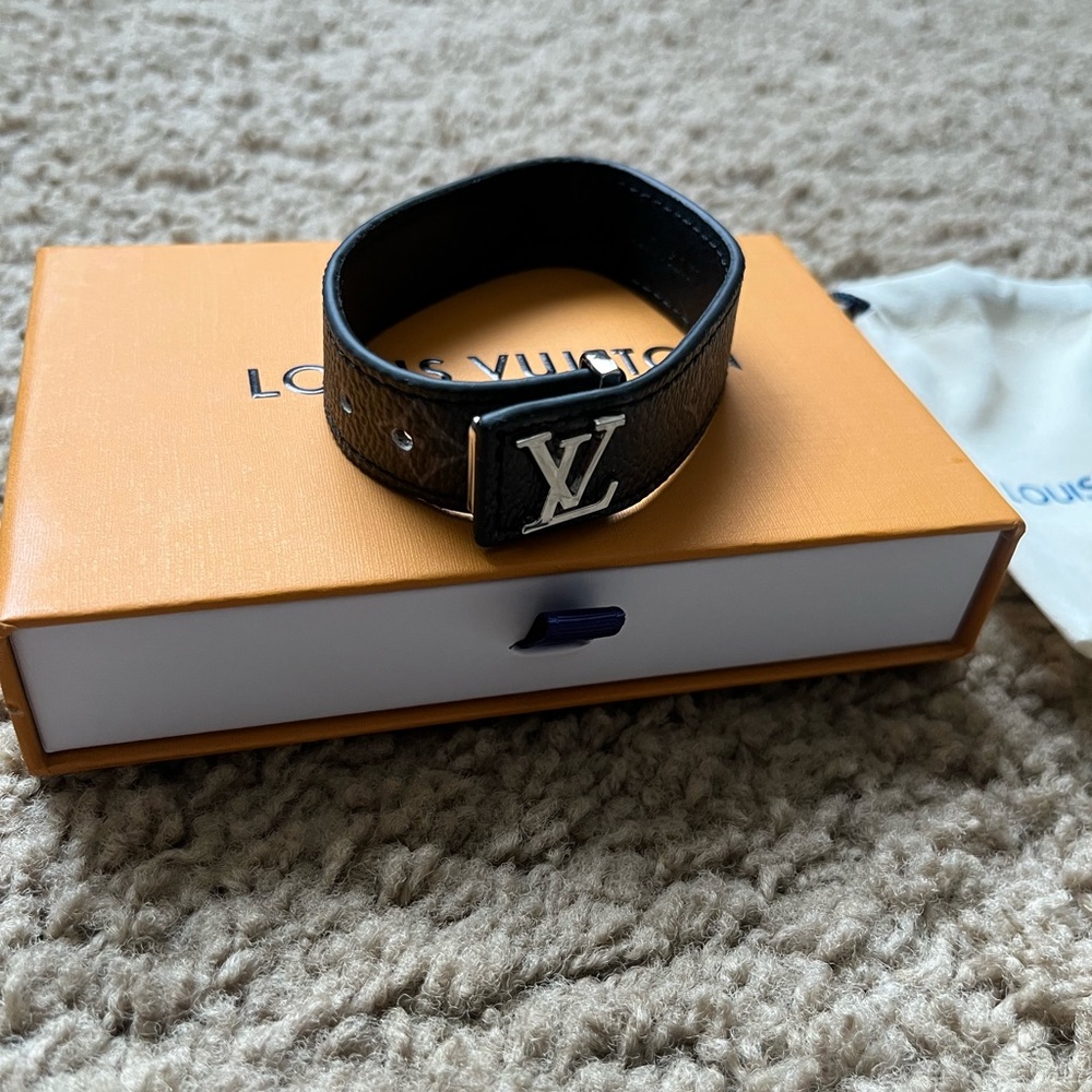 Louis Vuitton Black Leather Monogram Bracelet - Picture 2 of 8